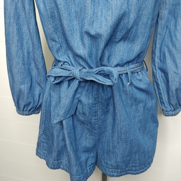 Free People Tangled In Willows Chambray Romper Size S - Picture 5 of 12